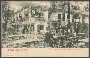 Ansichtskarte "Café Heyne" mit Terrasse, Hasenheide 40/44