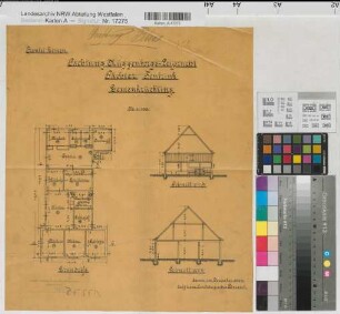 Gemen-Krückling (Borken) Pachtung Müggenborg Leibzucht Grundriß, Schnitte 1904 1 : 100 43 x 37 Zeichnung Landsberg-Velensches Bauamt Landsberg-Velen