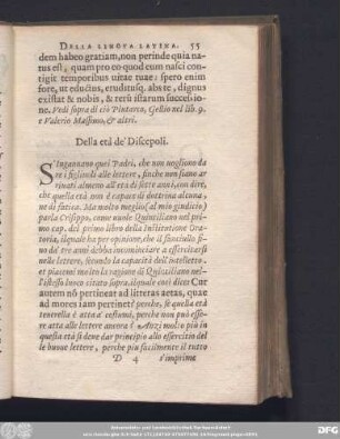 Della età de' Discepoli.