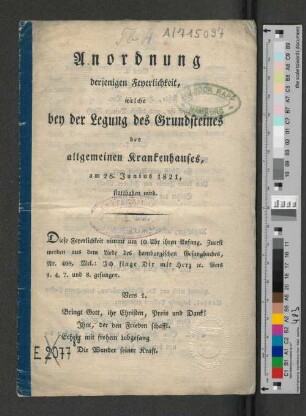 ... aus dem Liede des hamburgischen Gesangbuches, ...