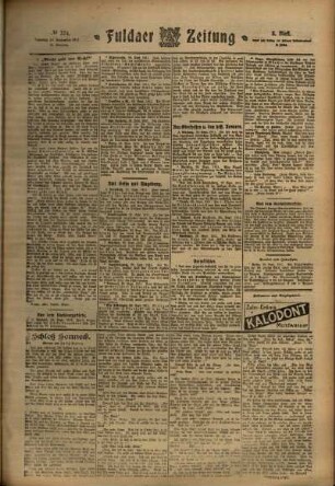 Dritte Ausgabe vom Samstag, den 30. September 1911.