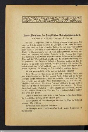Meine Flucht aus der französischen Kriegsgefangenschaft