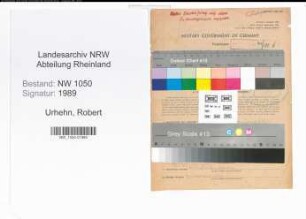 Entnazifizierung Robert Urhehn , geb. 16.10.1919 (Kaufmaennischer Angestellter)