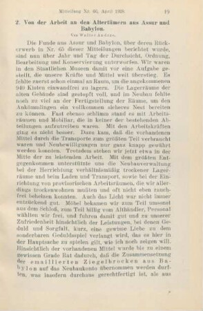 2. Von der Arbeit an den Altertümern aus Assur und Babylon