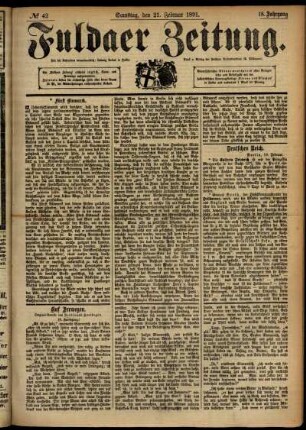Ausgabe vom Samstag, den 21. Februar 1891.