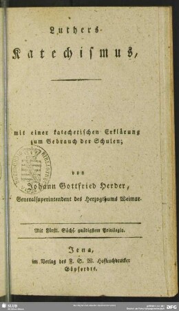 Luthers Katechismus : mit einer katechetischen Erklärung zum Gebrauch der Schulen