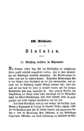III. Abschnitt. Statuten