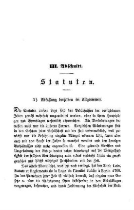 III. Abschnitt. Statuten