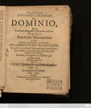 Discursus Iuridicus De Dominio