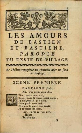 Les Amours De Bastien Et Bastienne : Parodie Du Devin De Village