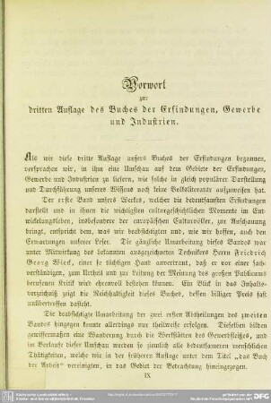 Vorwort zur dritten Auflage des Buches der Erfindungen, Gewerbe und Industien
