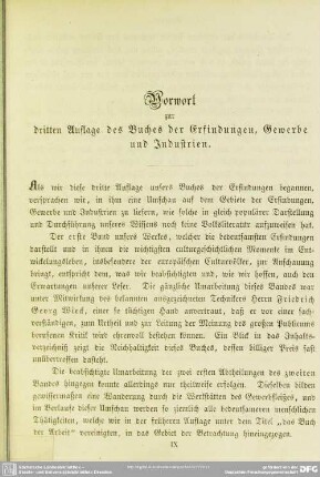 Vorwort zur dritten Auflage des Buches der Erfindungen, Gewerbe und Industien