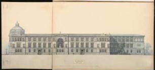 Landesbibliothek Berlin Schinkelwettbewerb 1875: Aufriss Seitenansicht Universitätsstraße; Maßstabsleiste