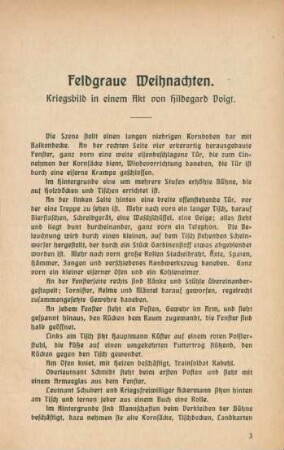 Feldgraue Weihnachten : Kriegsbild in einem Akt