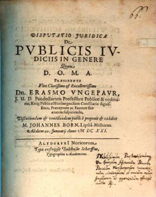 Disputatio iuridica de publicis iudiciis in genere