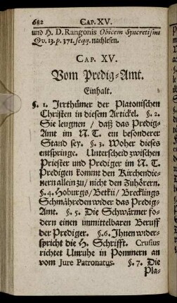 Caput XV. Vom Predig-Amt