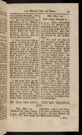 95-118, XI. Von dem Leiden, Tode und Begräbniß Jesu.