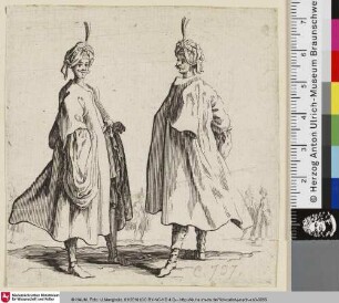 [Zwei Türken im Profil; Deux figures d' hommes vêtus à la turque]