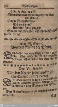 Das VI. Capitel. Von dem Auffsatz der Pferde.