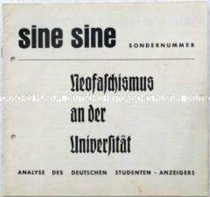 Sonderdruck der Zeitschrift "sine sine" über Neofaschismus an der Universität Marburg