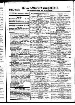 922. Ausgabe. Freitag, 31. März 1916