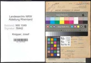 Entnazifizierung Josef Knipper , geb. 09.10.1896 (Kaufmann)