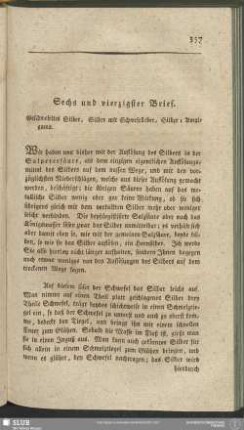 Sechs und vierzigster Brief. Geschwefeltes Silber, Silber mit Schwefelleber, Silber-Amalgama
