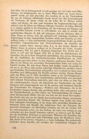 126-127 [Rezension] Orbe, Antonio, Hacia la primera teología de la procesión del verbo