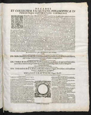 Decanus Et Collegium Facultatis Philosophicae In Perantiqua Universitate Tubingensi Lectori Benevolo Salutem!