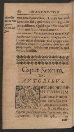 Caput Sextum. De Autoribus.