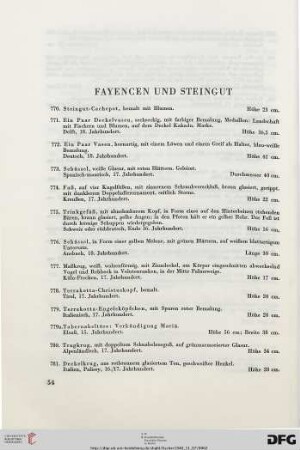 Fayencen und Steingut (Nr. 770-851)