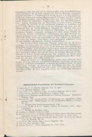 Alphabetisches Verzeichniss der benutzten Litteratur.