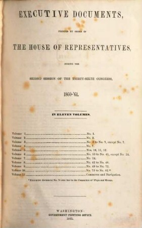House documents. [144,9.] 1861 = Congress 36, Sess. 2