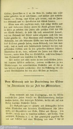 Vom Gebrauch und der Bearbeitung des Eisens im Abendlande bis zur Zeit des Mittelalters