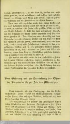 Vom Gebrauch und der Bearbeitung des Eisens im Abendlande bis zur Zeit des Mittelalters