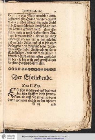 Der Ehrliebende. Das II. Cap.
