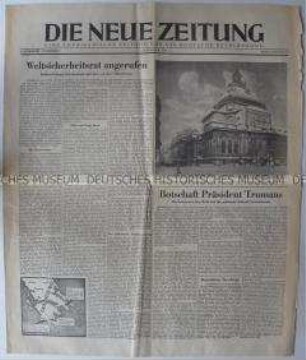 Wochenzeitung der US-Armee "Die Neue Zeitung" u.a. zum Bürgerkrieg in Griechenland und zum Kriegsverbrecherprozess in Nürnberg