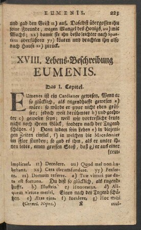 XVIII. Lebens-Beschreibung Eumenis