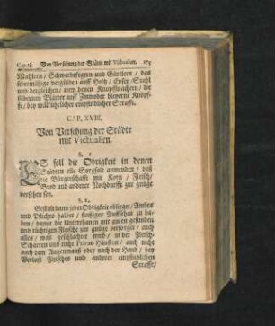 Cap. XVIII. Von Versehung der Städte mit Victualien.