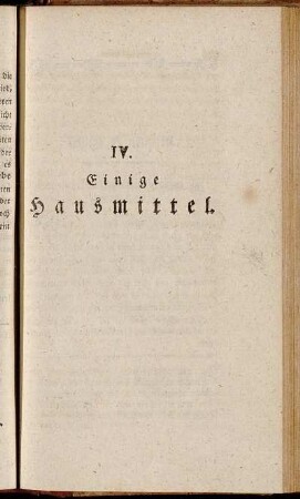 IV. Einige Hausmittel.