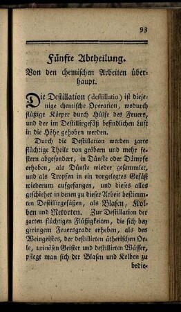 Fünfte Abtheilung. Von den chemischen Arbeiten überhaupt.