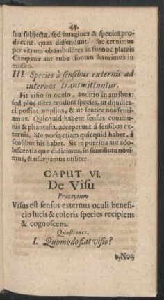 Caput VI. De Visu
