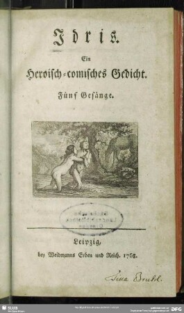 Idris : Ein heroisch-comisches Gedicht ; Fünf Gesänge