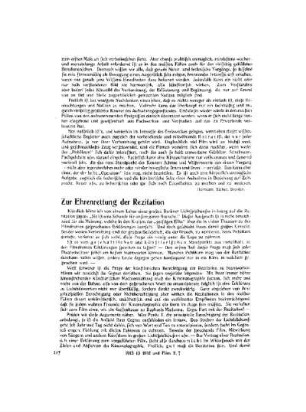Zur Ehrenrettung der Rezitation
