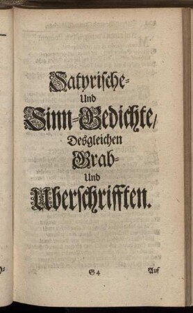 Satyrische- und Sinn-Gedichte [...].