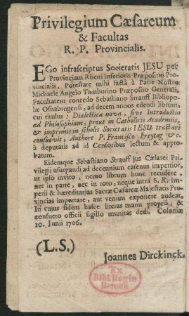 Privilegium Caesareum & Facultas