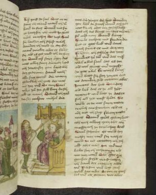 David spielt vor Saul Harfe, Saul wirft mit dem Speer nach David.