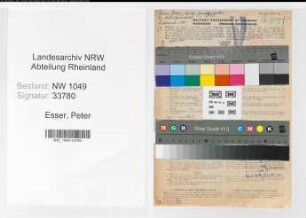Entnazifizierung Peter Esser , geb. 19.09.1889 (Automechaniker)