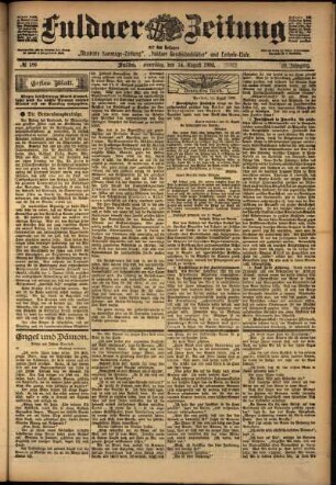 Erste Ausgabe vom Donnerstag, den 14. August 1902.