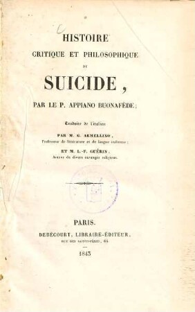 Histoire critique et philosophique du suicide